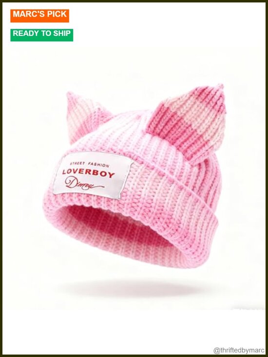 Crochet Cat Ear Beanie Hat - Y2K Soft Slouchy Knit main image 5